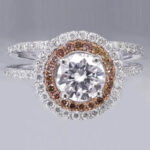 Double Halo Split Shank Engagement Ring in 14k White Gold - Image 3