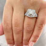 Double Halo Split Shank Engagement Ring in 14k White Gold - Image 4