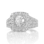 Double Halo Split Shank Engagement Ring in 14k White Gold - Image 5