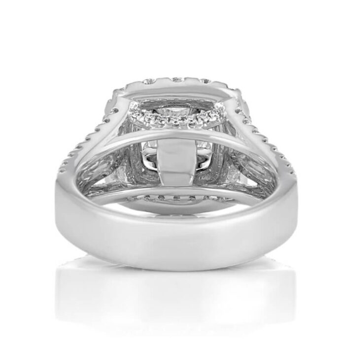 Double Halo Split Shank Engagement Ring in 14k White Gold - Image 6