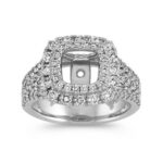 Double Halo Split Shank Engagement Ring in 14k White Gold - Image 7
