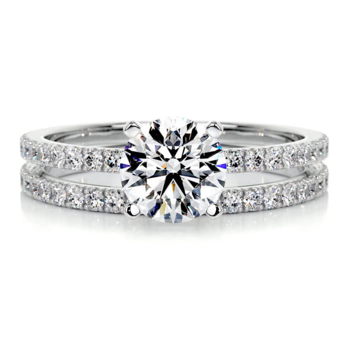 Cathedral Natural Diamond Platinum Wedding Set - Image 5