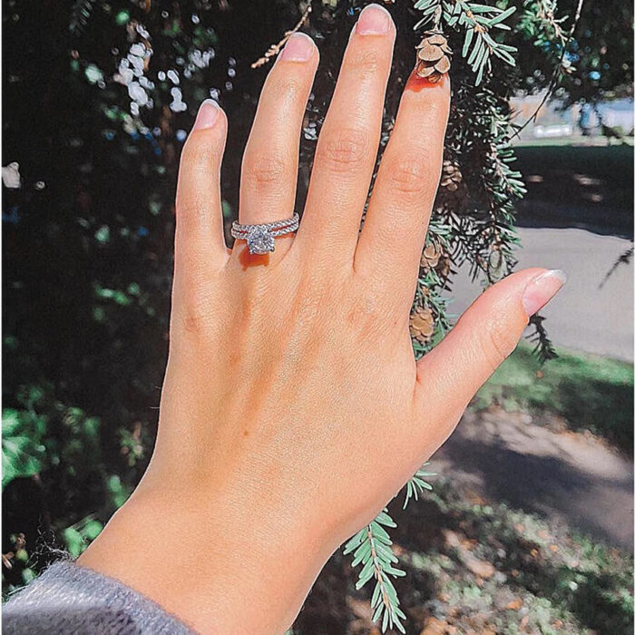 Cathedral Natural Diamond Platinum Wedding Set - Image 5