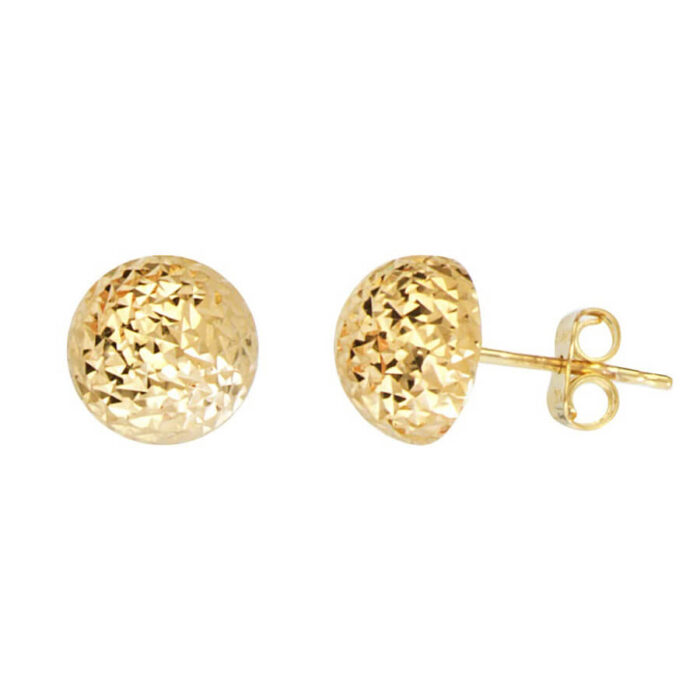 Diamond-Cut Ball Earrings 14K Yellow Gold - Image 5