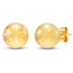 Diamond-Cut Ball Earrings 14K Yellow Gold - Image 6