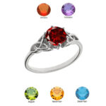 Trinity Knot Personalized Genuine Birthstone Engagement Ring