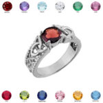 Trinity Knot Personalized Genuine Birthstone  Ring - Image 4