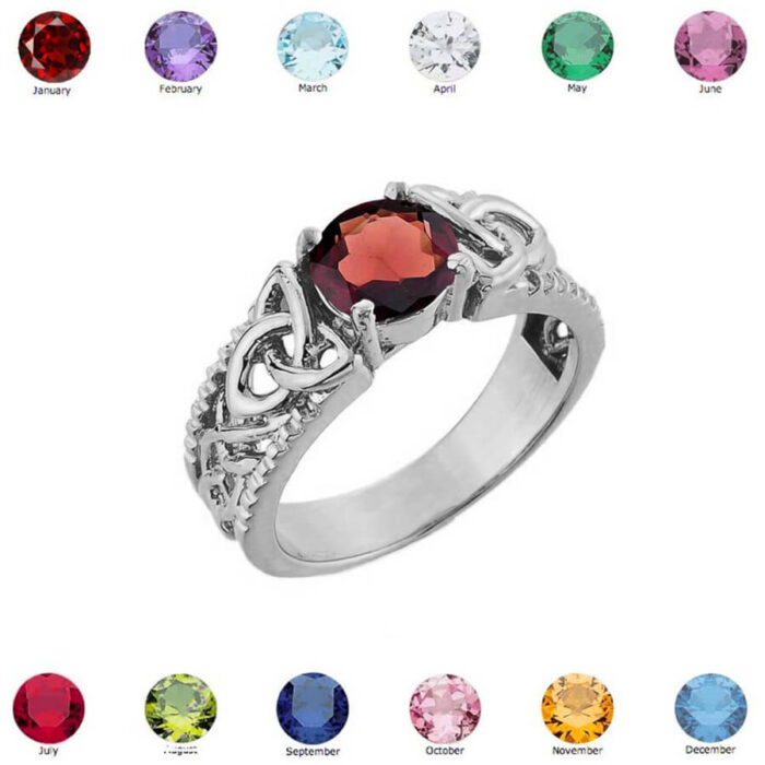 Trinity Knot Personalized Genuine Birthstone  Ring - Image 4