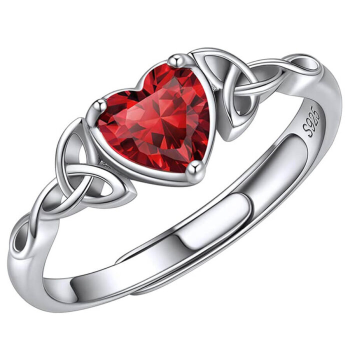 Trinity Knot Personalized Genuine Birthstone  Ring - Image 2