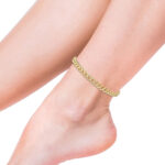Zales 6.5mm Curb Chain Anklet in Sterling Silver with Yellow Gold Flash Plate - 9" - Image 4