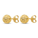 Diamond-Cut Ball Earrings 14K Yellow Gold - Image 2