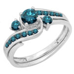 Swirl Round Natural Diamond Wedding Set in 14k Yellow Gold - Image 2