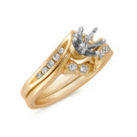 Swirl Round Natural Diamond Wedding Set in 14k Yellow Gold - Image 2