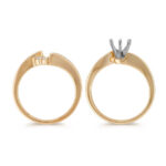 Swirl Round Natural Diamond Wedding Set in 14k Yellow Gold - Image 3