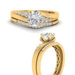 Swirl Round Natural Diamond Wedding Set in 14k Yellow Gold - Image 7