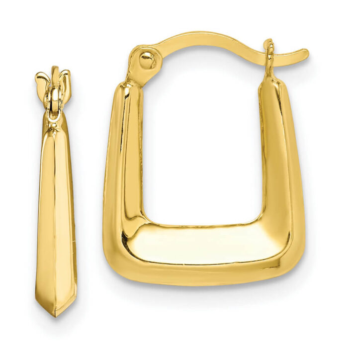 Hollow Oval Hoop Earrings 10K Yellow Gold - Image 2
