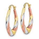 Hollow Oval Hoop Earrings 10K Yellow Gold - Image 4