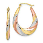 Hollow Oval Hoop Earrings 10K Yellow Gold