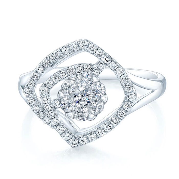 Modern Geometric Engagement Ring in 14k White Gold - Image 2