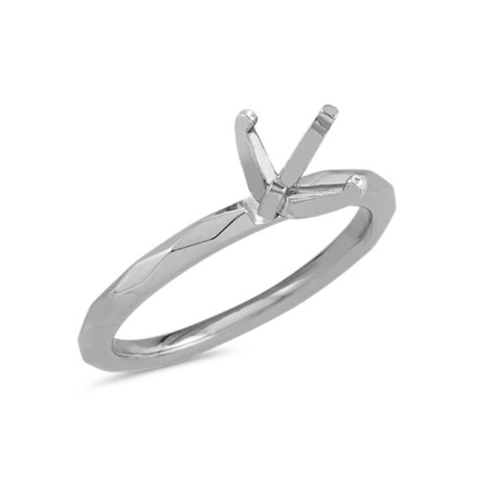 Modern Geometric Engagement Ring in 14k White Gold - Image 2