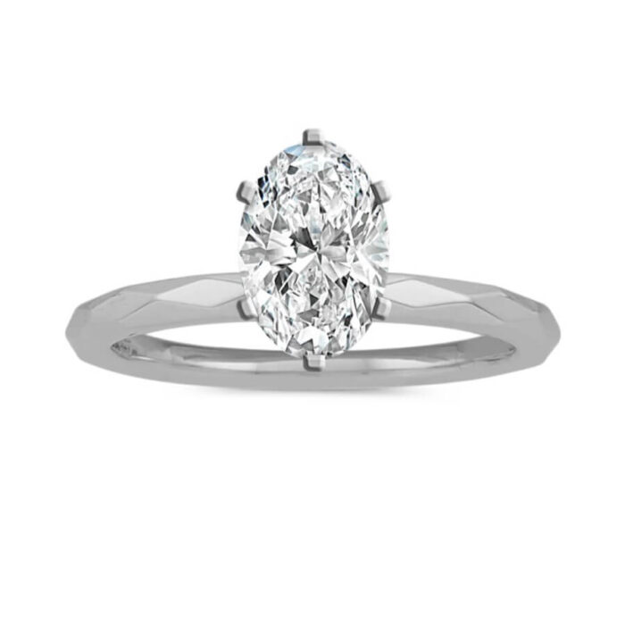 Modern Geometric Engagement Ring in 14k White Gold - Image 3