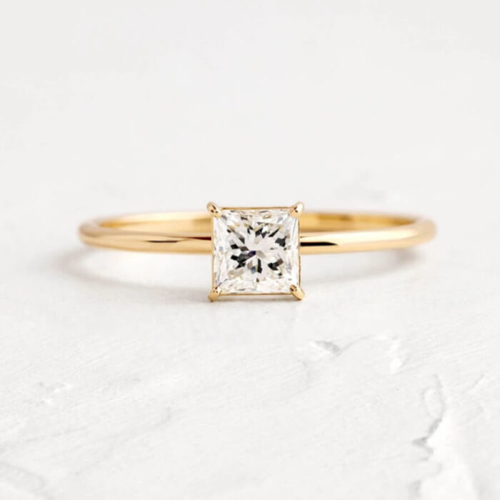 Modern Geometric Engagement Ring in 14k White Gold - Image 5