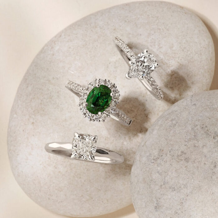 Modern Geometric Engagement Ring in 14k White Gold - Image 5