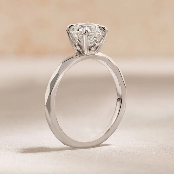 Modern Geometric Engagement Ring in 14k White Gold - Image 6