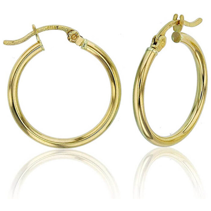 Hoop Earrings 14K Yellow Gold 15mm - Image 2