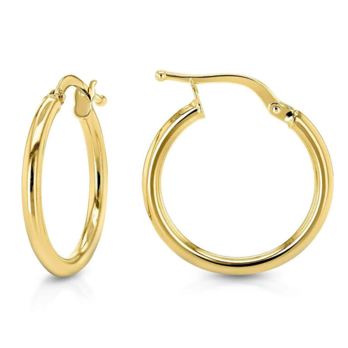 Hoop Earrings 14K Yellow Gold 15mm - Image 3