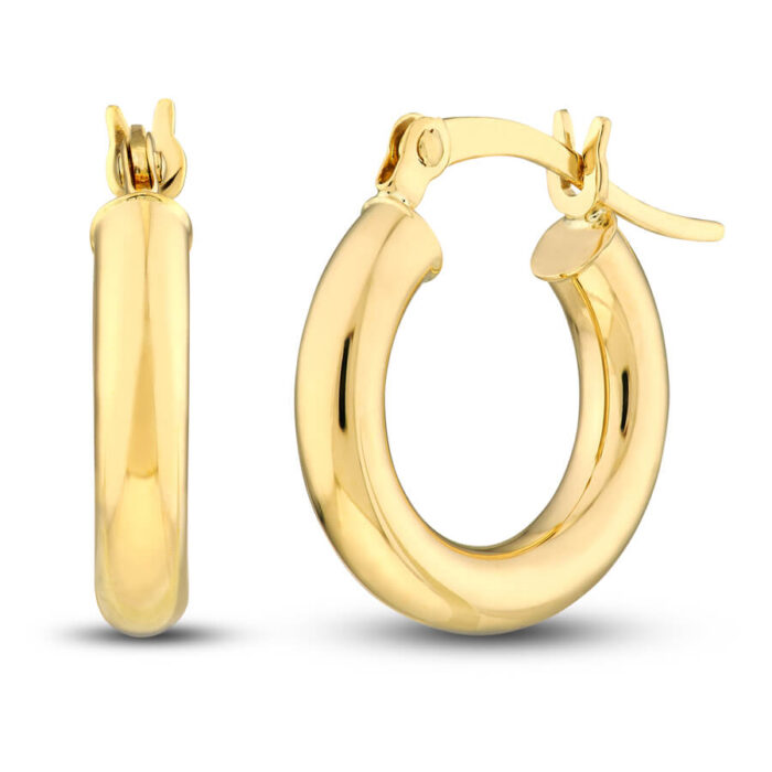 Hoop Earrings 14K Yellow Gold 15mm - Image 7