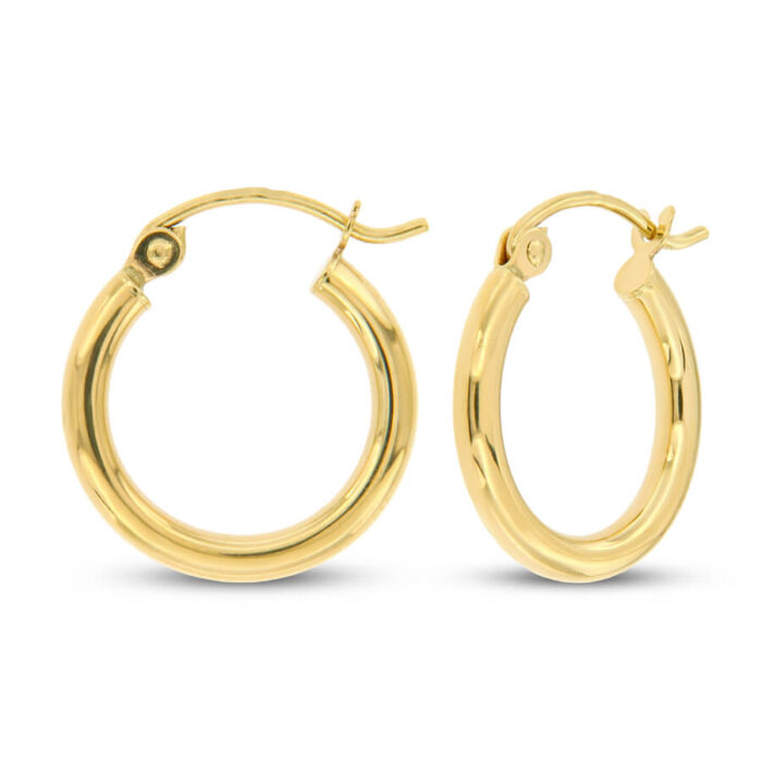 Hoop Earrings 14K Yellow Gold 15mm - Image 8