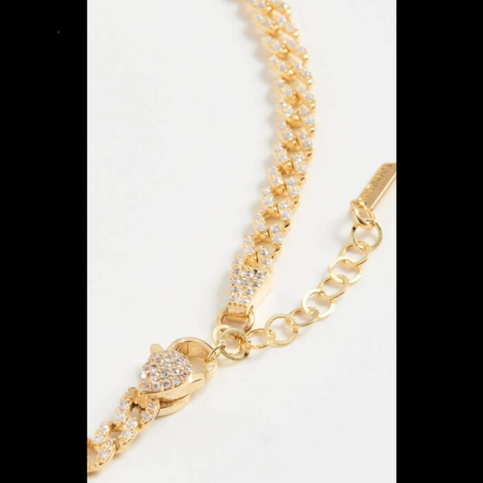 Adina's Jewels Baby Pave Cuban Link Chain Anklet in Gold - Image 3