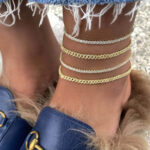 Adina's Jewels Baby Pave Cuban Link Chain Anklet in Gold - Image 6