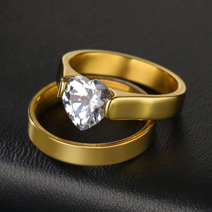 Love Heart Zircon Ring for Women Men Engagement Wedding Jewelry Gifts - Image 2