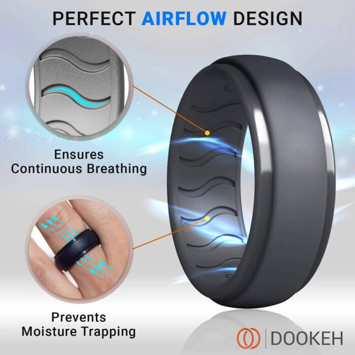 Dookeh Breathable Mens Silicone Wedding Rings - Image 2