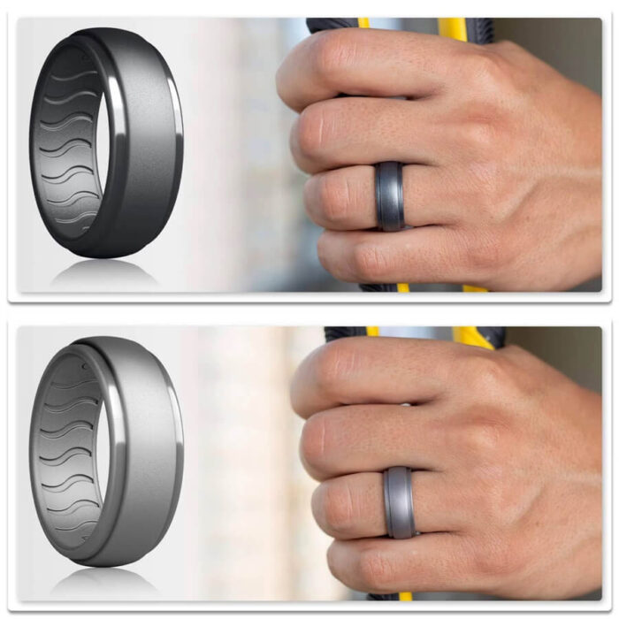 Dookeh Breathable Mens Silicone Wedding Rings - Image 5