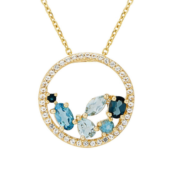 White Lab-Created Sapphire Necklace PearRound-cut Sterling Silver 18" - Image 3