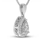 White Lab-Created Sapphire Necklace PearRound-cut Sterling Silver 18" - Image 2