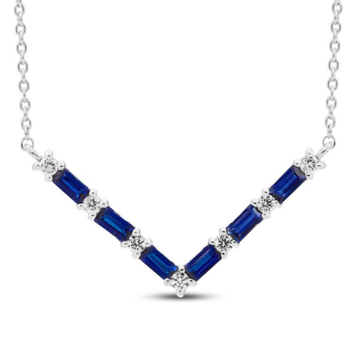 White Lab-Created Sapphire Necklace PearRound-cut Sterling Silver 18" - Image 4