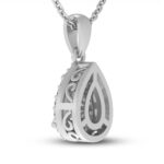 White Lab-Created Sapphire Necklace PearRound-cut Sterling Silver 18" - Image 3
