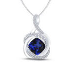 White Lab-Created Sapphire Necklace PearRound-cut Sterling Silver 18" - Image 5