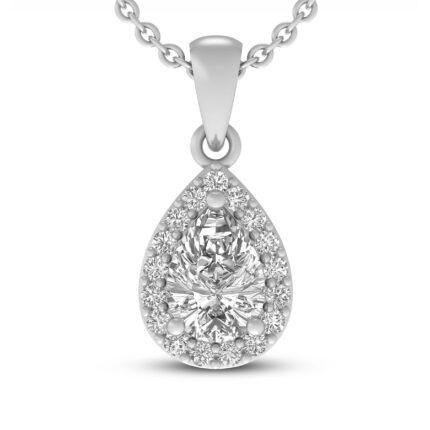 White Lab-Created Sapphire Necklace PearRound-cut Sterling Silver 18"