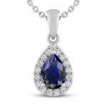 White Lab-Created Sapphire Necklace PearRound-cut Sterling Silver 18" - Image 7