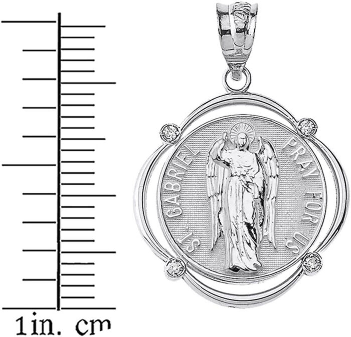 Sterling Silver CZ Saint Peter Engravable Circle Medallion Pendant Necklace (Small) .925 Sterling Silver Small | Factory Direct Jewelry - Image 2