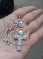 Sterling Silver CZ Saint Peter Engravable Circle Medallion Pendant Necklace (Small) .925 Sterling Silver Small | Factory Direct Jewelry - Image 4