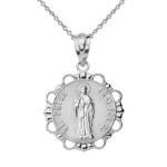 Sterling Silver CZ Saint Peter Engravable Circle Medallion Pendant Necklace (Small) .925 Sterling Silver Small | Factory Direct Jewelry - Image 5