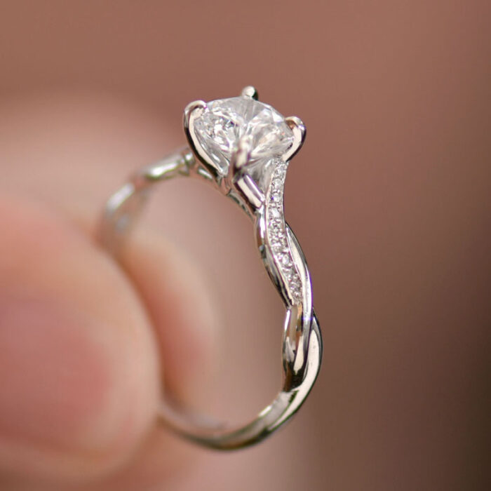 Petite Twisted Vine Diamond Engagement Ring - Image 6