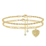 Yooblue Gold Anklets for Women Ankle Bracelet, 14K Gold Filled Dainty Initial Anklet with Letter R Heart Anklets for Women