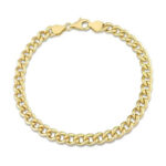 Zales 6.5mm Curb Chain Anklet in Sterling Silver with Yellow Gold Flash Plate - 9"